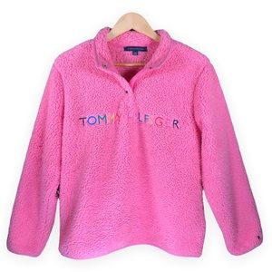 Tommy Hilfiger Fluffy Three Quarter Button Up Sweater With Multicolour L…